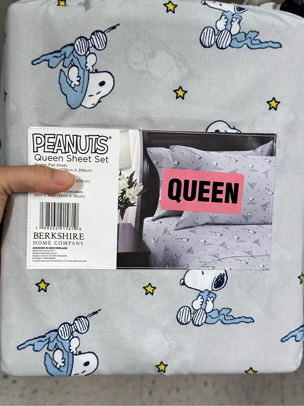Berkshire Home Company Peanuts Snoopy Queen Sheet Set NWT